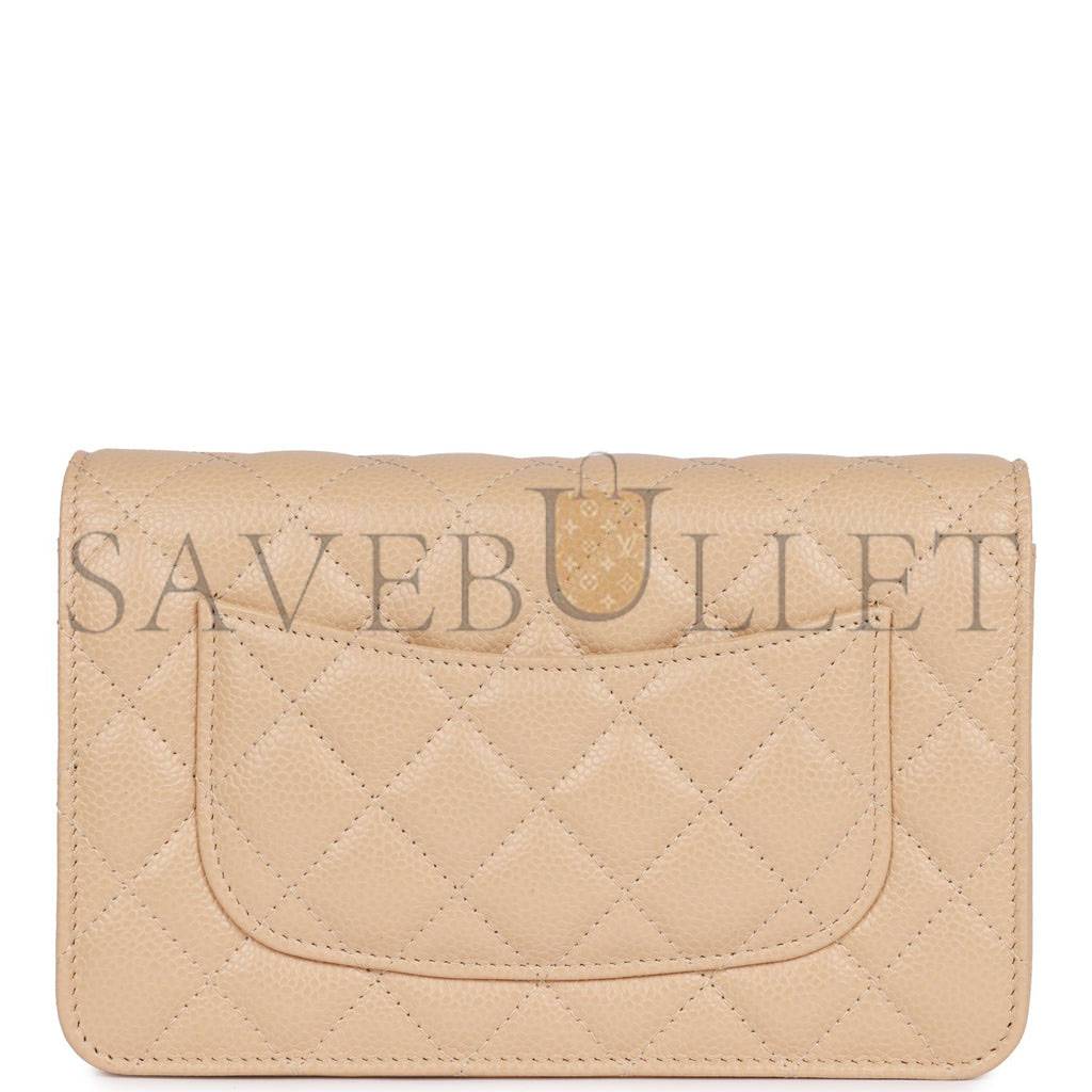 Ch*el wallet on chain woc beige caviar silver hardware (19*12*4cm)