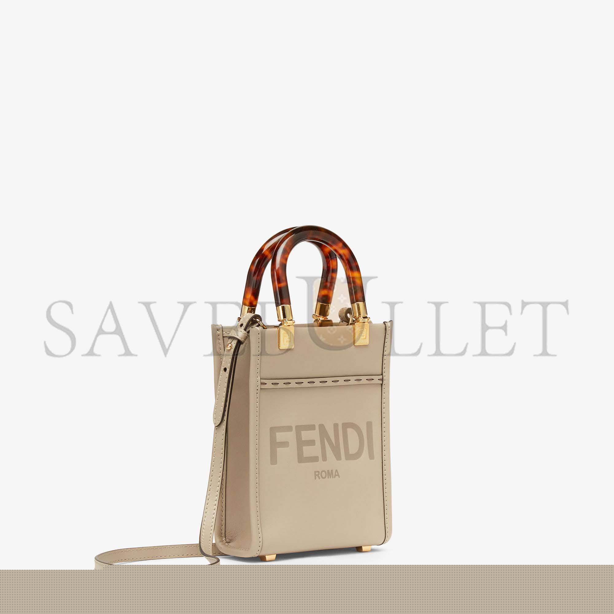 F**di mini sunshine shopper - dove-gray leather mini-bag 8bs051abvlf0e65 (18*13*6.5cm)