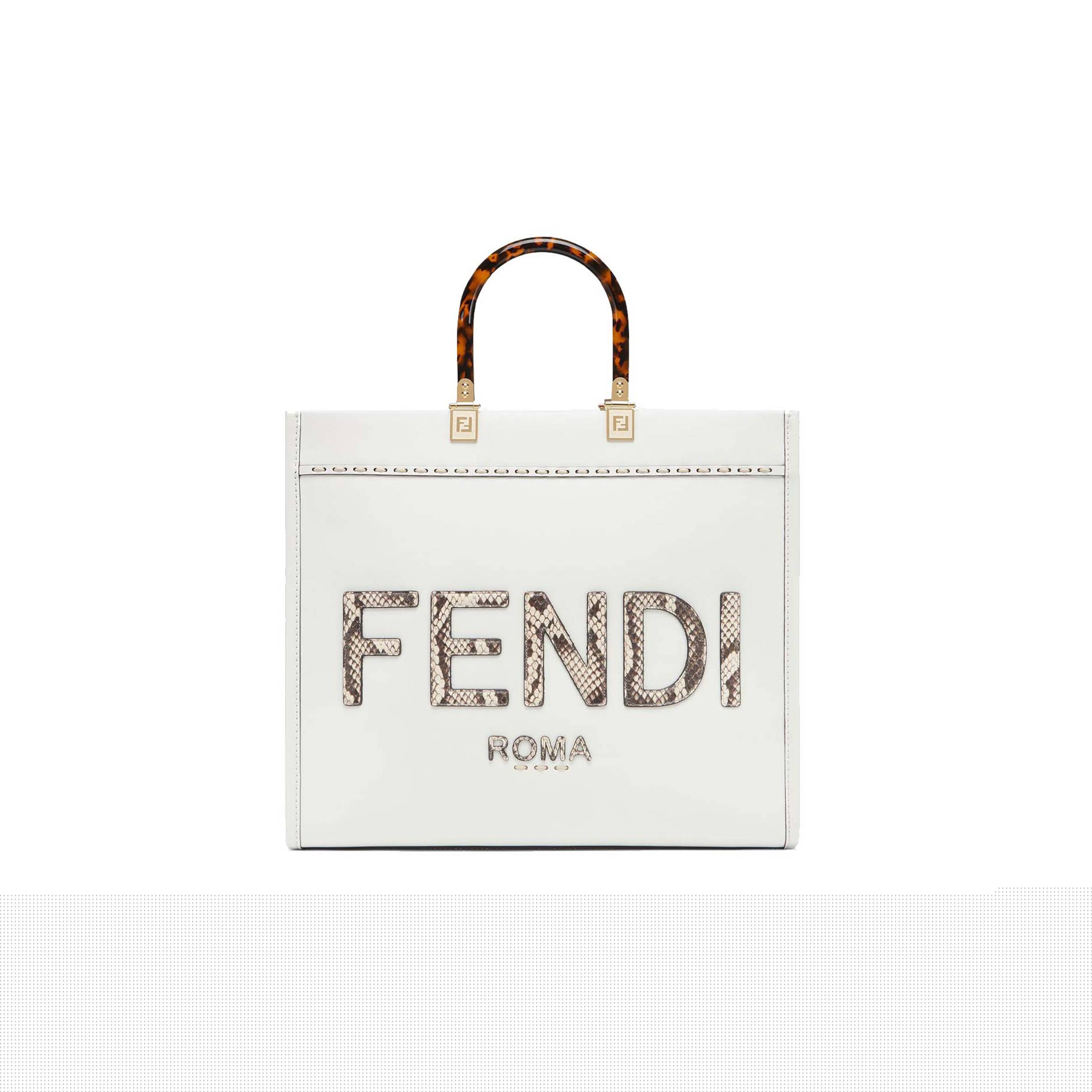 F**di sunshine medium - white leather and elaphe shopper 8bh386ahn5f1ju5 (35*31*17cm)