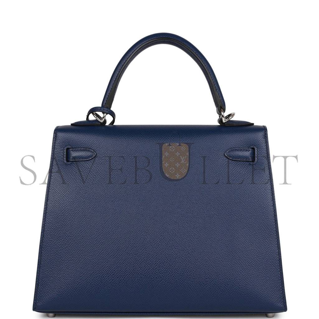 H**mes kelly sellier 25 bleu saphir epsom palladium hardware (25*17*7cm)