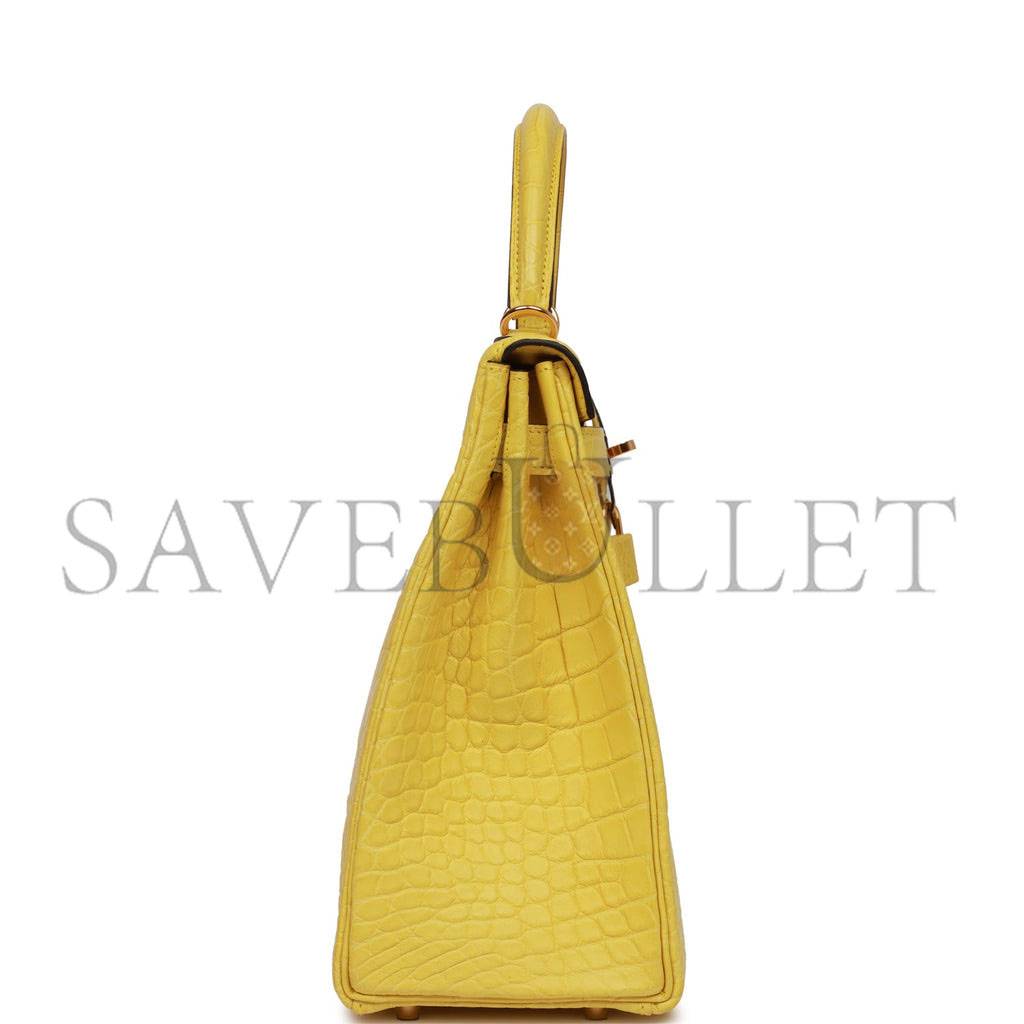 H**mes special order (hss) kelly retourne 32 mimosa matte alligator gold hardware (32.*23*10.5cm)