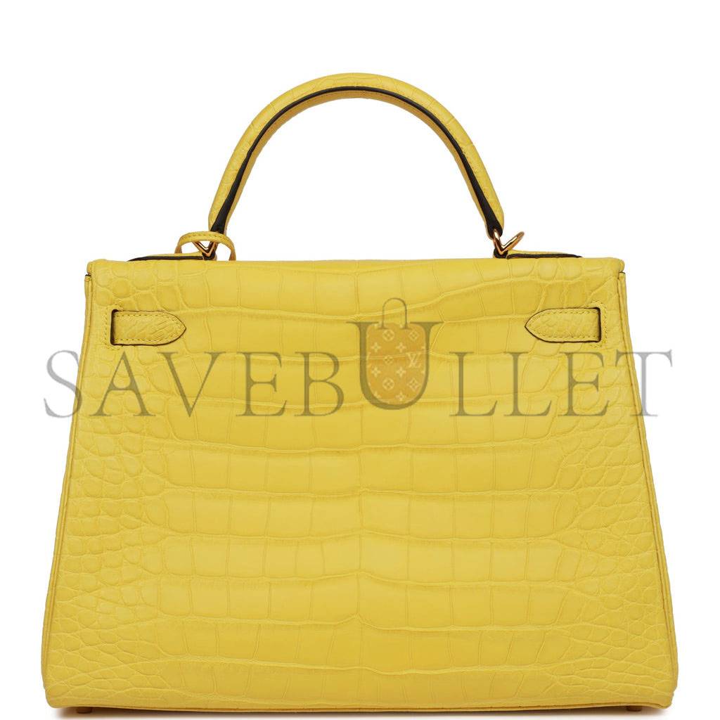H**mes special order (hss) kelly retourne 32 mimosa matte alligator gold hardware (32.*23*10.5cm)