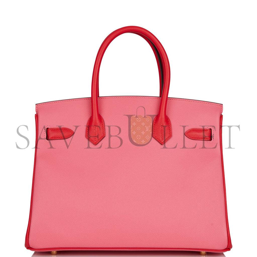 H**mes special order (hss) birkin 30 rose azalee and rouge de coeur epsom permabrass hardware( 30cm*22*16cm)