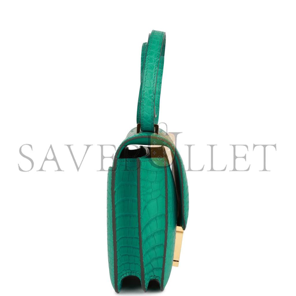 H**mes constance 18 vert jade matte alligator gold hardware 39821013450846 (18cm)