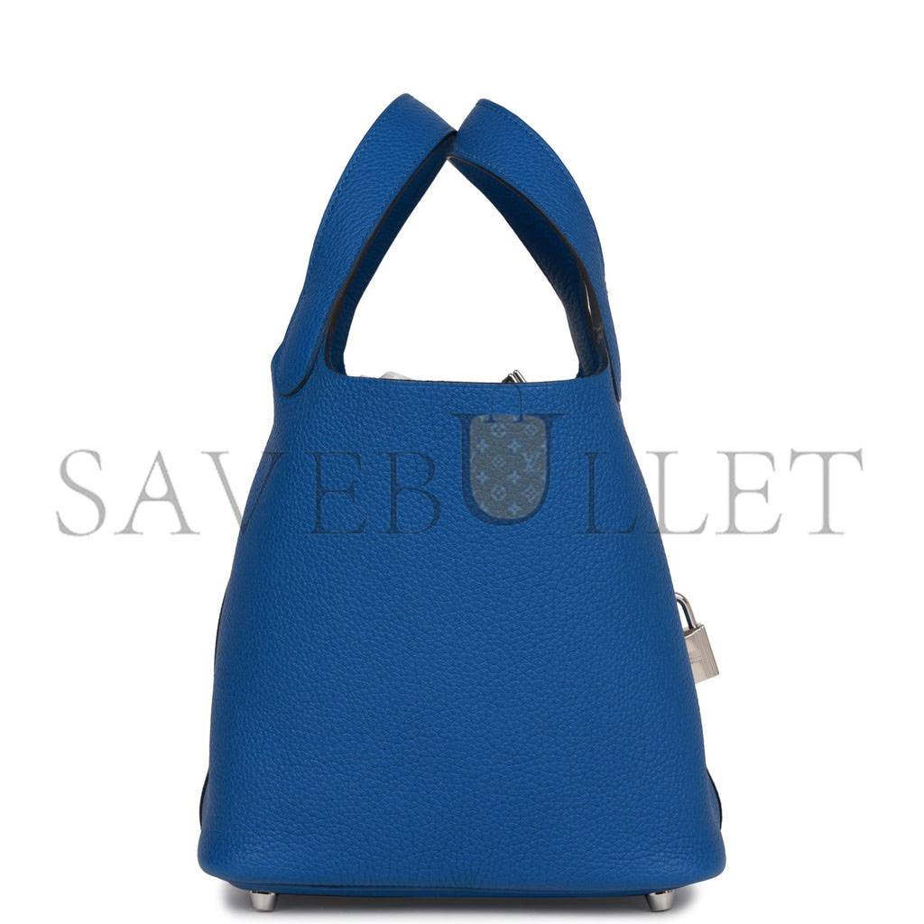 H**mes picotin lock 18 bleu france clemence gold hardware (18*13*18cm)