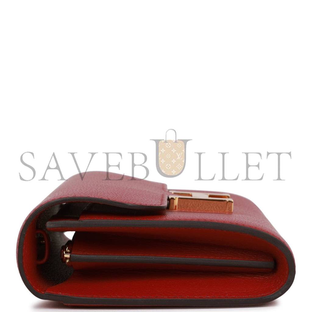 H**mes constance wallet to go rouge grenat evercolor gold hardware (8*4.5*1.5cm)