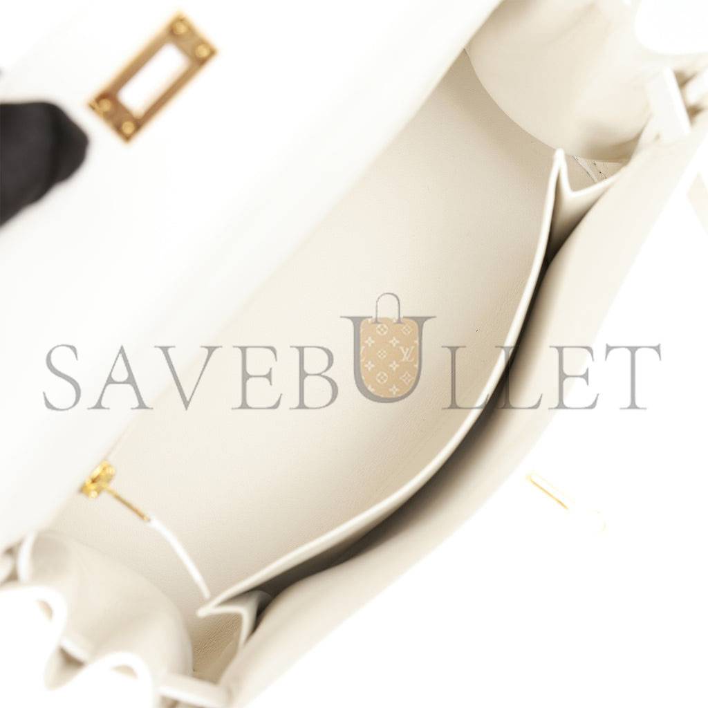 H**mes kelly retourne 25 white swift gold hardware handmade (25*17*7cm)