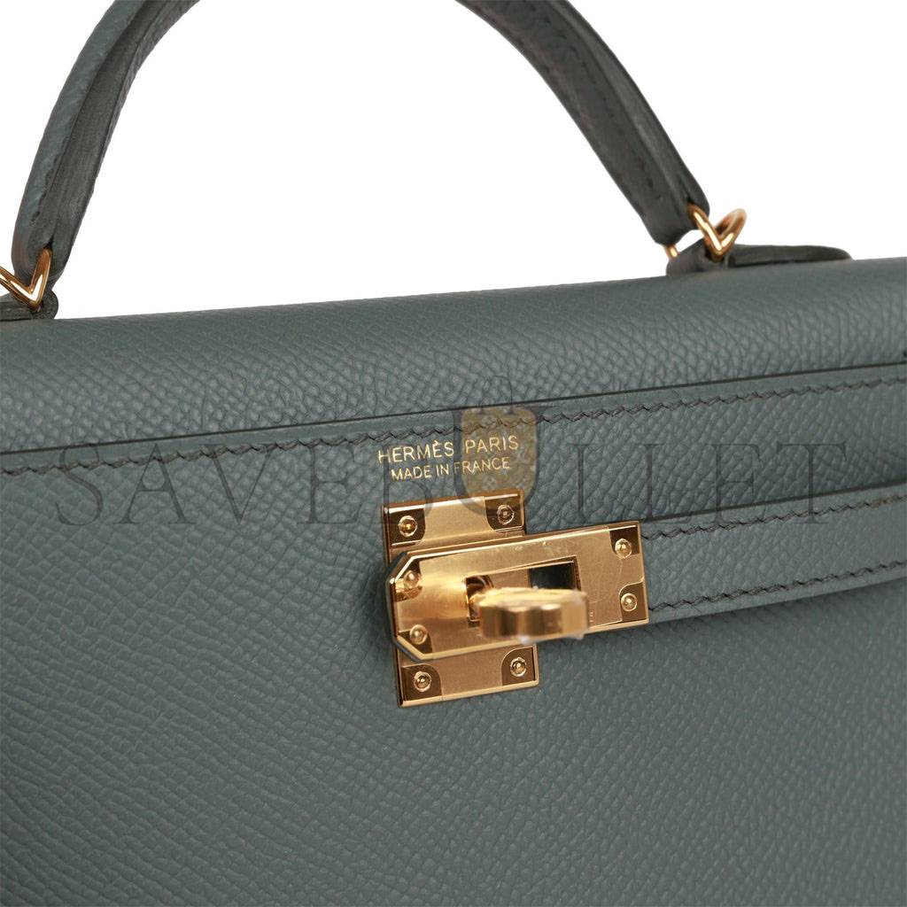 H**mes mini kelly sellier 20 vert amande epsom gold hardware (19*12*5.5cm)
