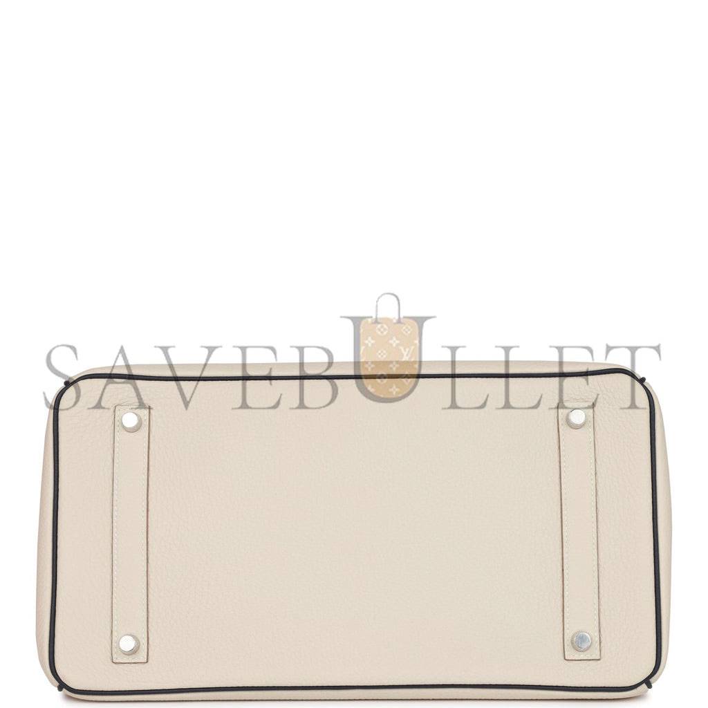 H**mes special order (hss) birkin 35 craie and bleu nuit togo palladium hardware (35*25*18cm)