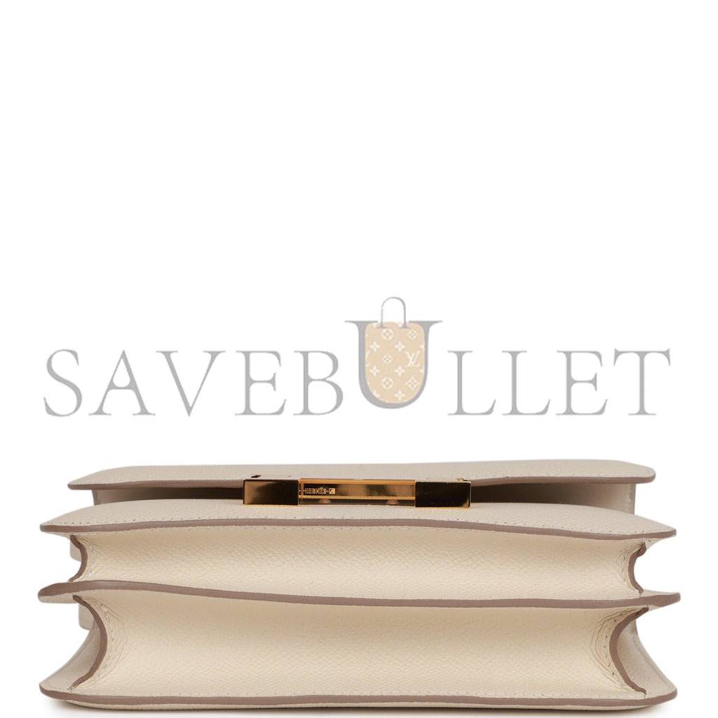 H**mes constance 18 craie epsom gold hardware (18cm)