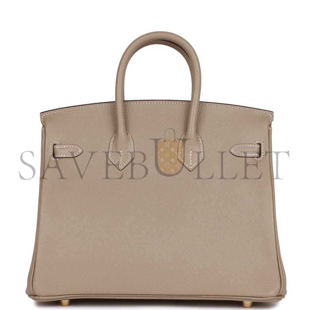 H**mes special order (hss) birkin 25 gris tourterelle verso chevre brushed gold hardware handmade (25cm)