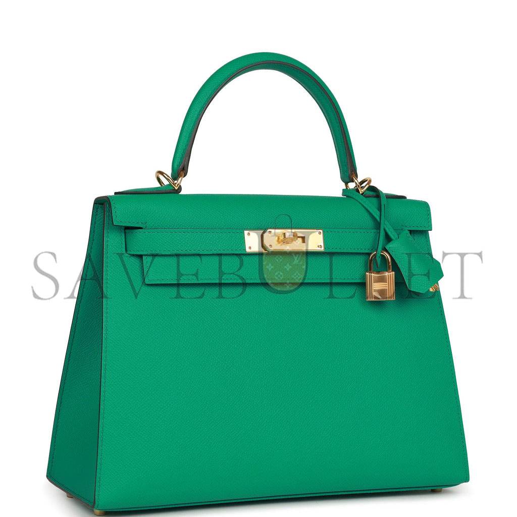 H**mes kelly sellier 28 vert jade epsom gold hardware (28*22*10cm)