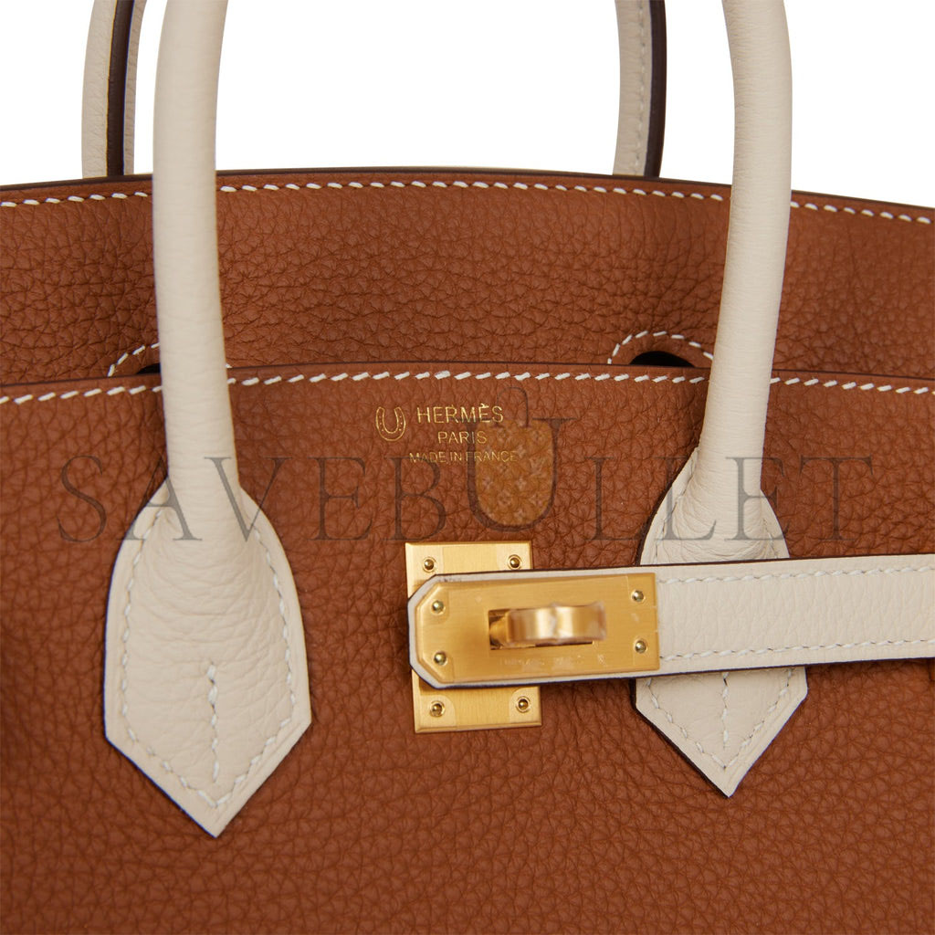 H**mes special order (hss) birkin 25 gold and craie togo brushed gold hardware handmade (25cm)