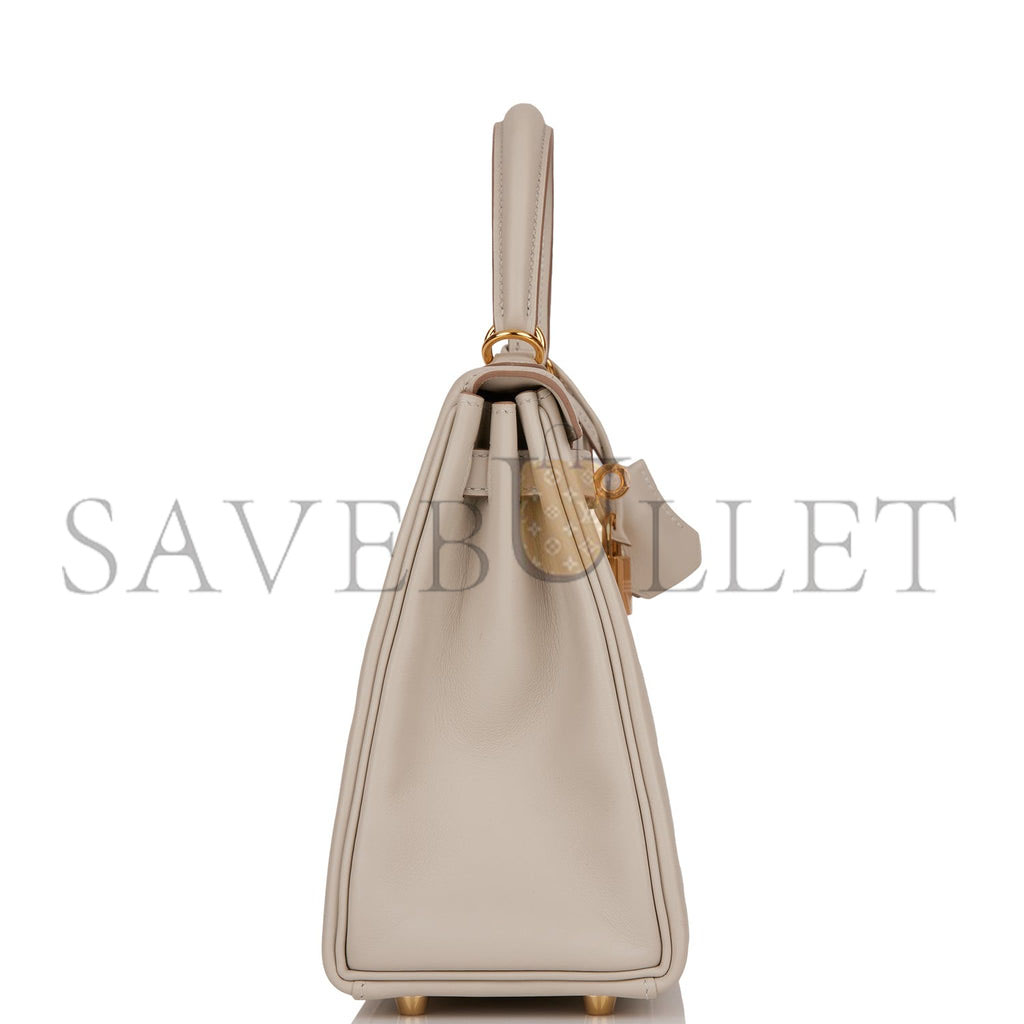 H**mes kelly retourne 25 gris perle swift gold hardware handmade (25*17*7cm)