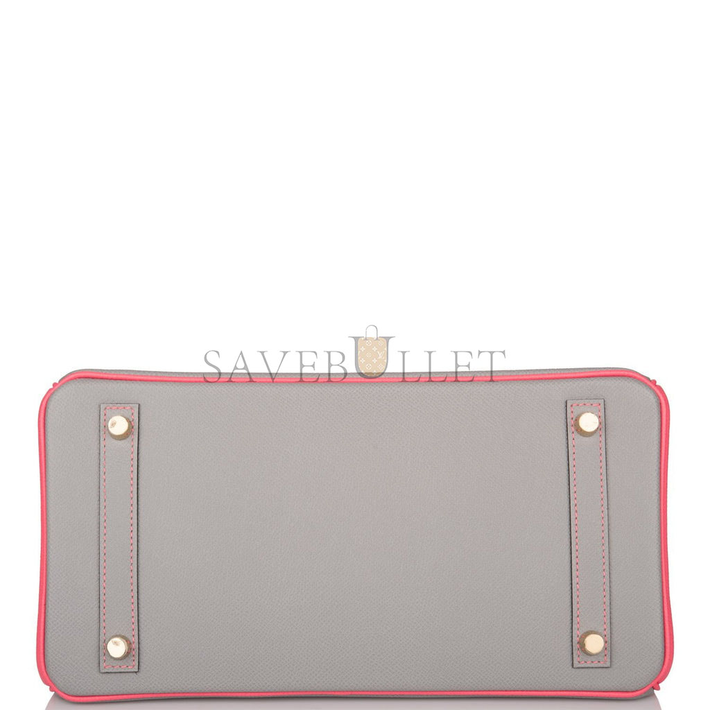 H**mes special order (hss) birkin 30 gris mouette and rose azalee epsom permabrass hardware( 30cm*22*16cm)