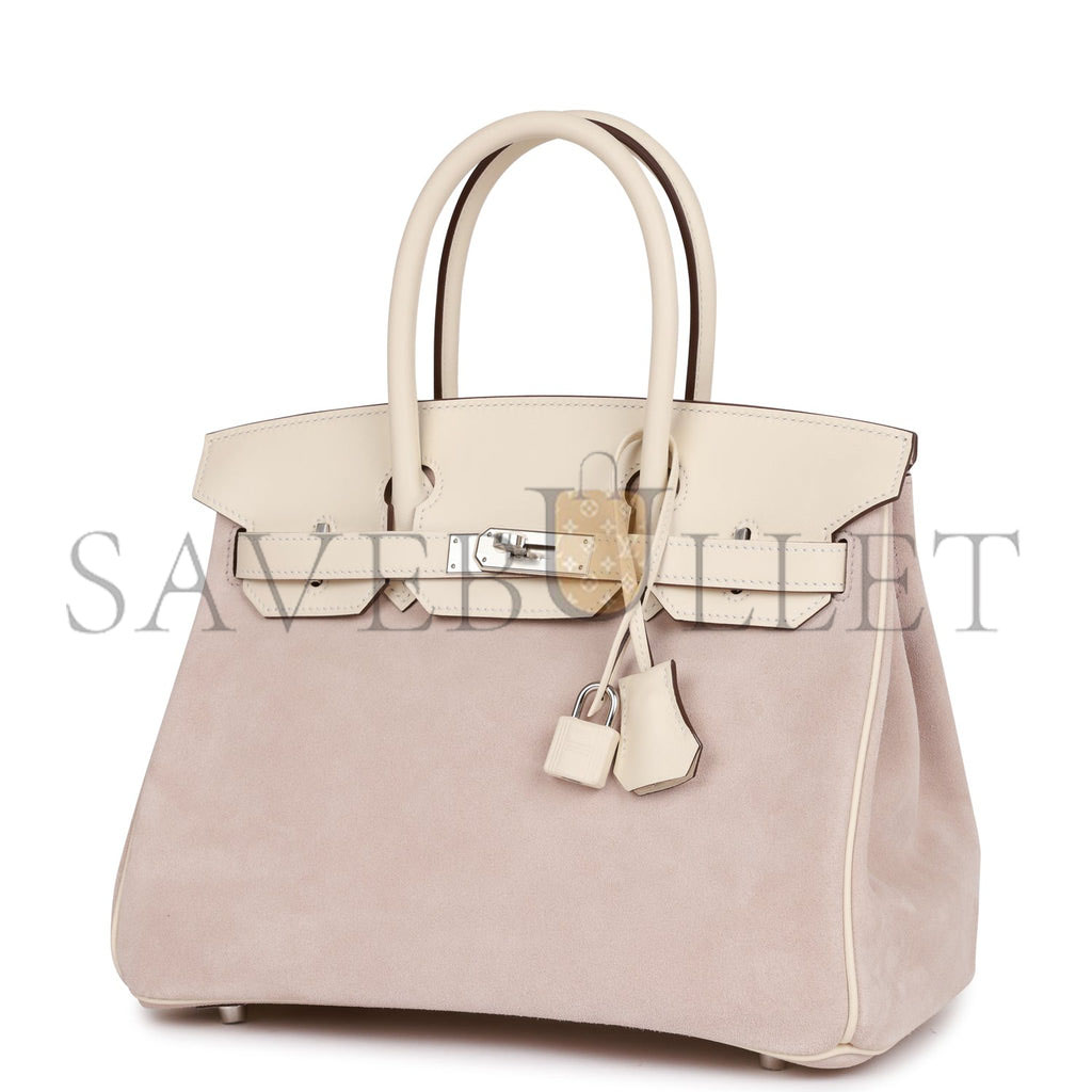 H**mes birkin 30 glycine grizzly and nata swift palladium hardware (30cm)