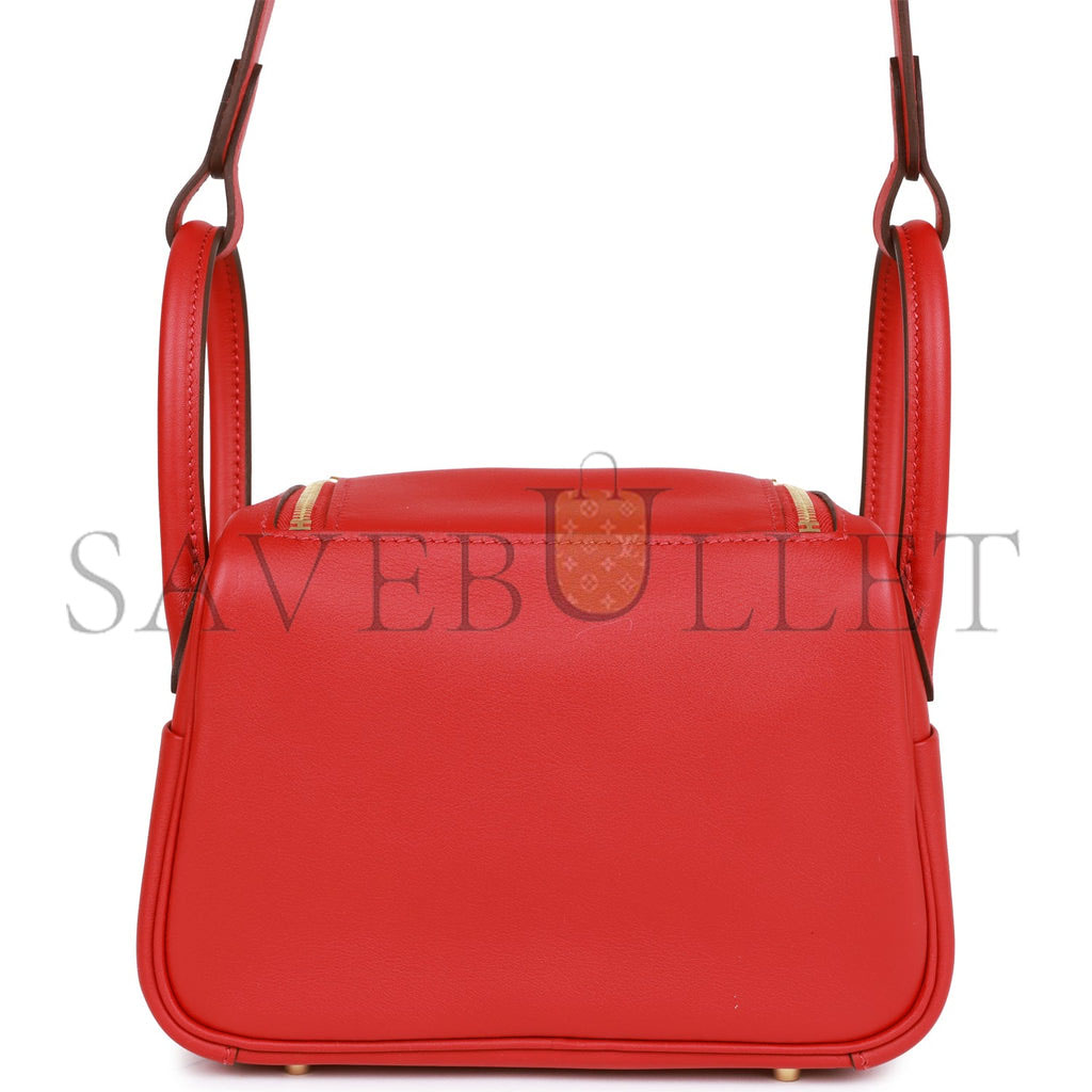 H**mes mini lindy rouge piment swift gold hardware (19*12.5*9)