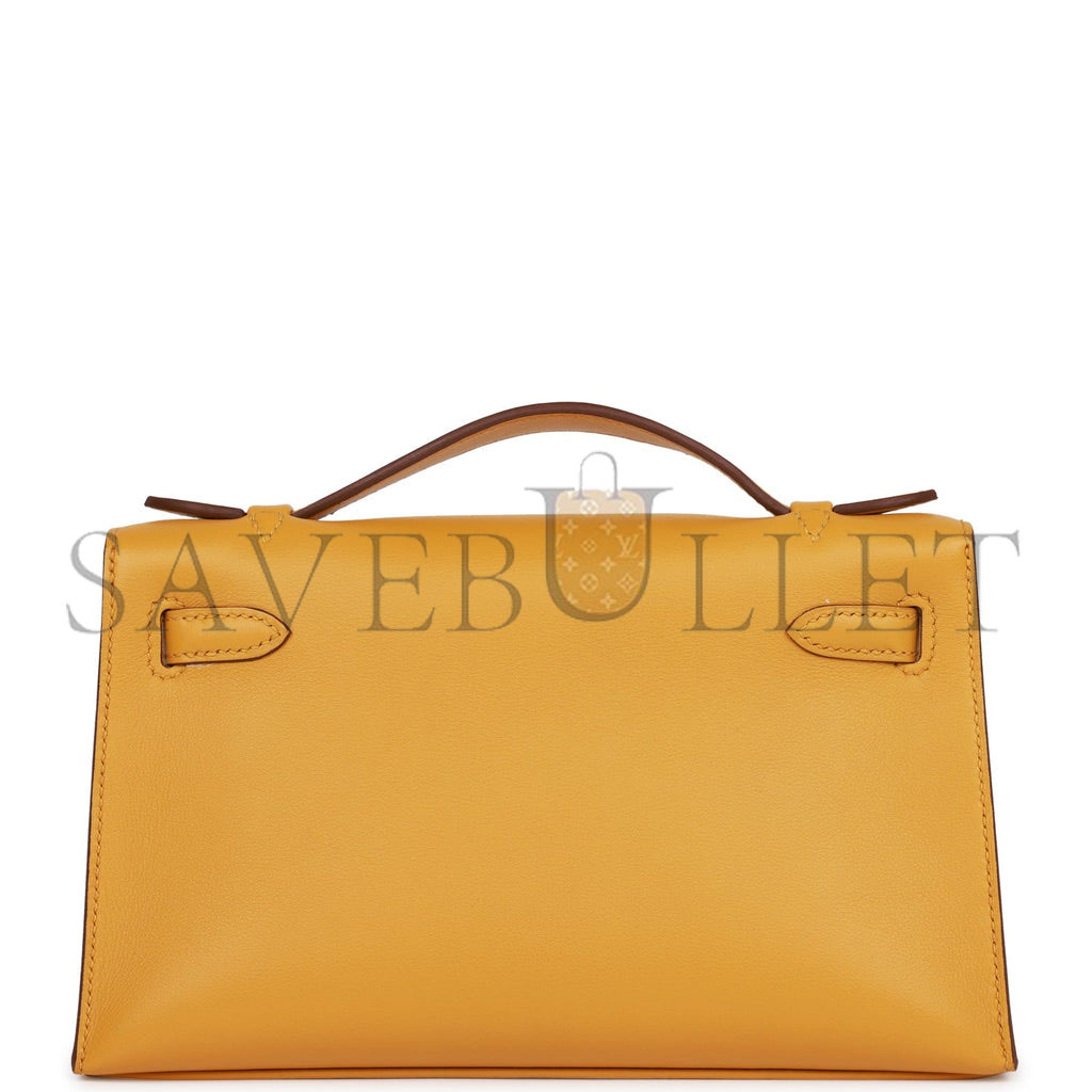 H**mes kelly pochette jaune ambre swift gold hardware (22*12*13cm)