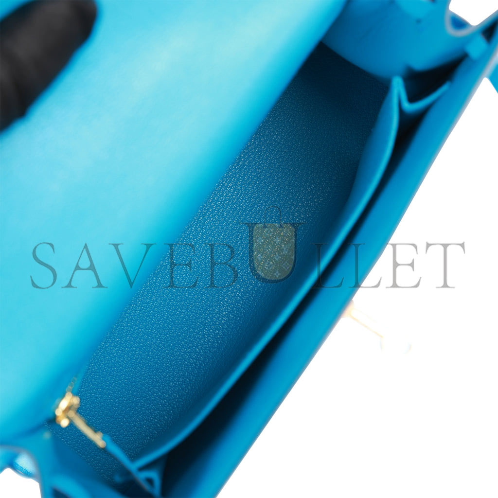 H**mes kelly sellier 25 bleu frida chevre gold hardware (25*17*7cm)