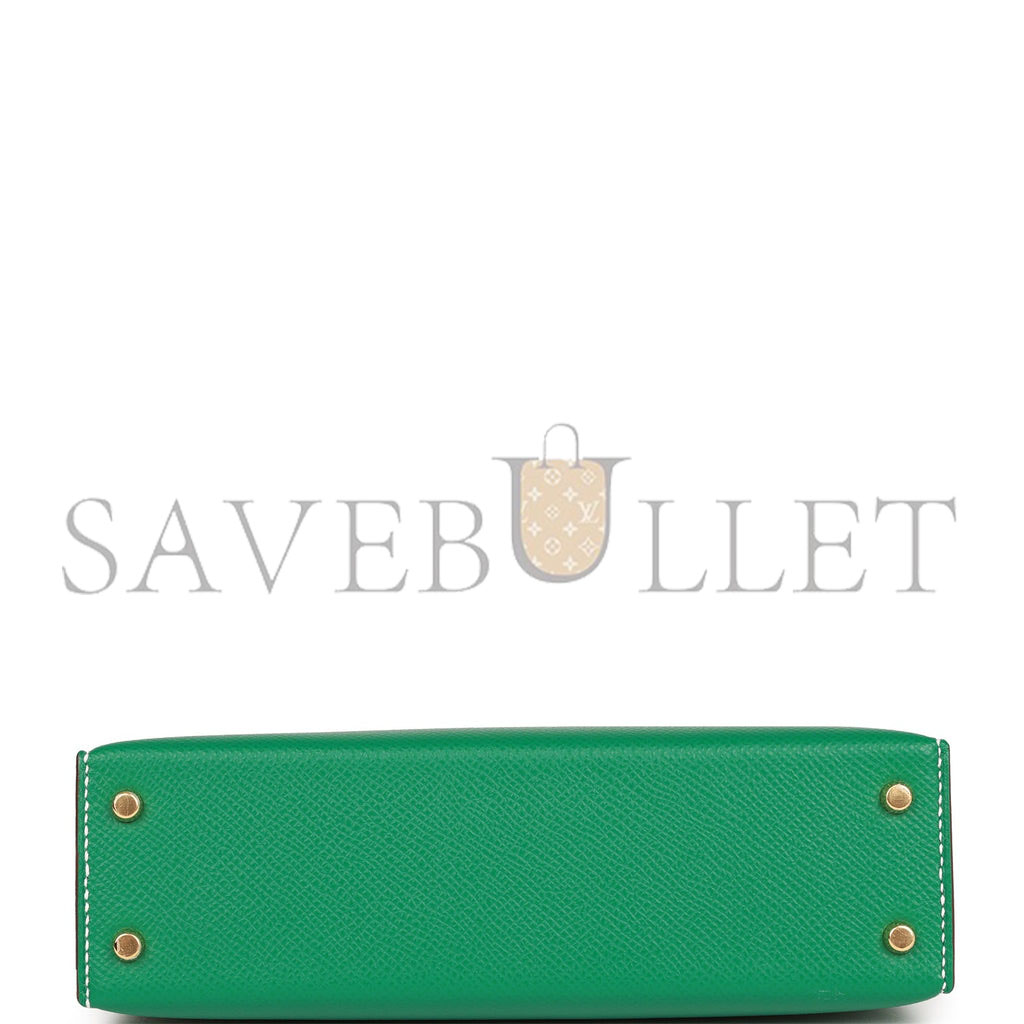 H**mes special order (hss) kelly mini sellier 20 vert jade and craie epsom gold hardware (19*12*5.5cm)