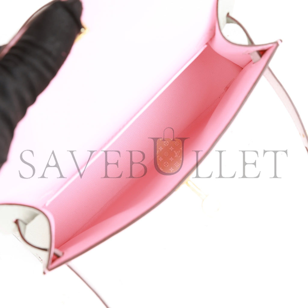 H**mes special order (hss) kelly sellier 20 rose sakura and gris perle chevre gold hardware (19*12*5.5cm)