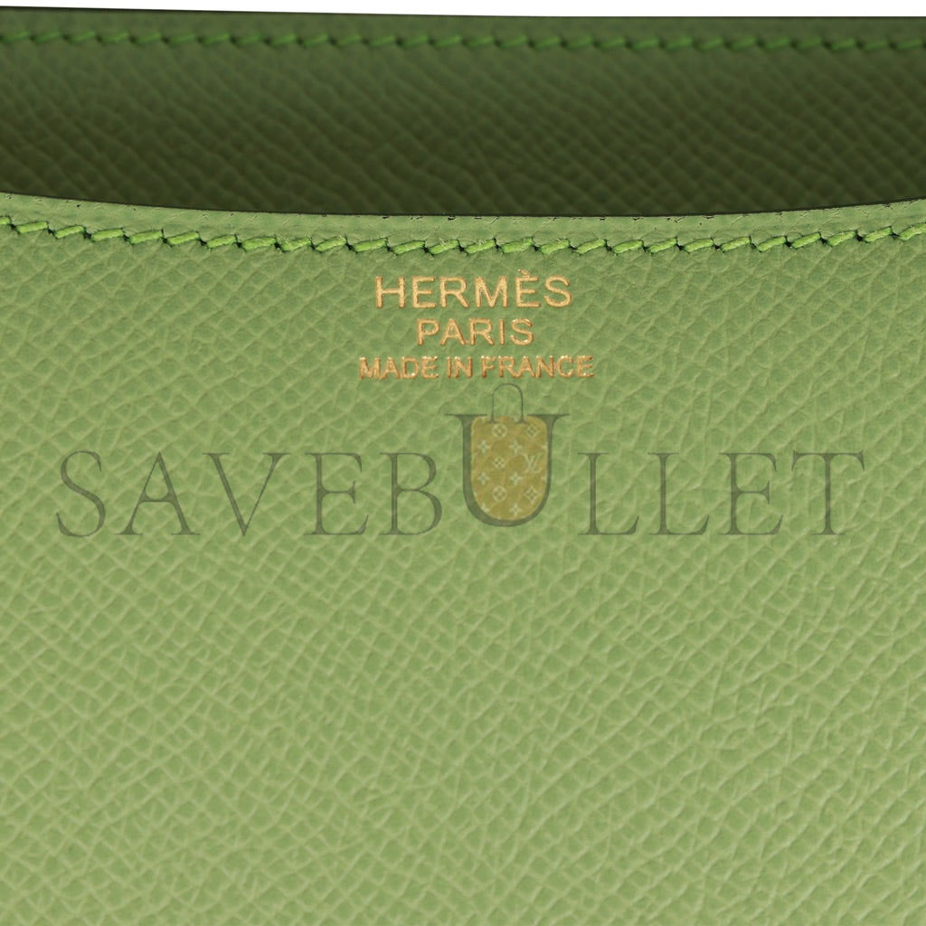 H**mes constance 24 vert criquet epsom gold hardware (24cm)