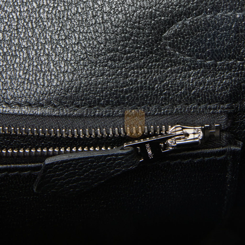 H**mes birkin 25 bleu marine shiny niloticus crocodile pattern and black novillo touch palladium hardware (25cm)