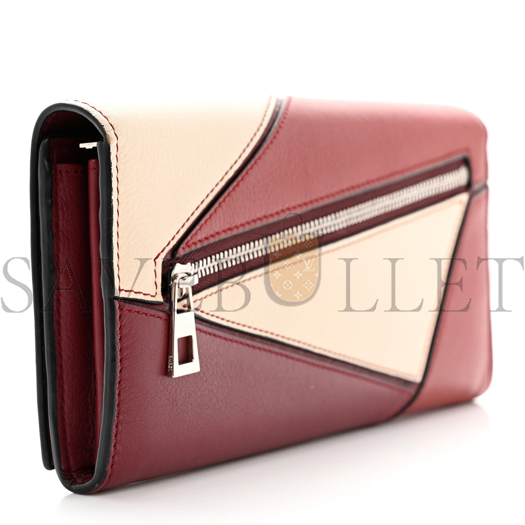l*ew* calfskin puzzle continental wallet wine garnet (19*10*3cm)
