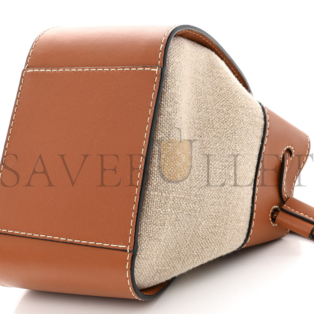l*ew* calfskin canvas mini hammock shoulder bag natural tan (19*17*10cm)