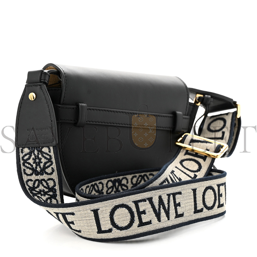 l*ew* calfskin jacquard mini gate dual bag black (23*13*9cm)
