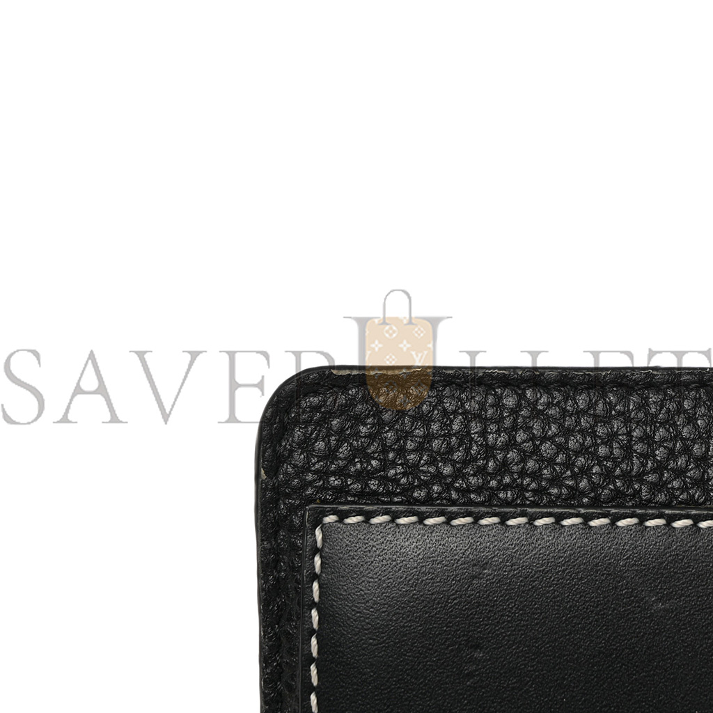 l*ew* soft grained calfskin coin card holder black (12*7cm)