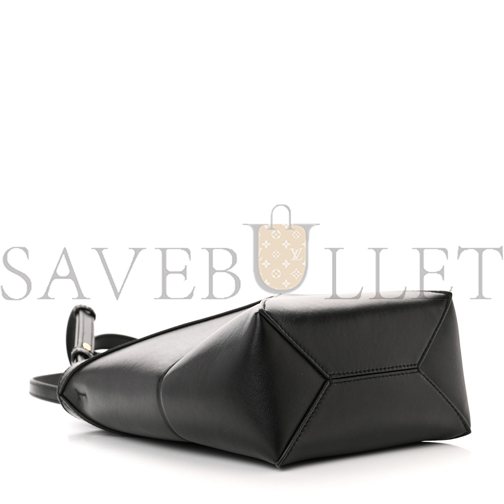 l*ew* shiny calfskin mini puzzle fold tote black (20*16*9cm)