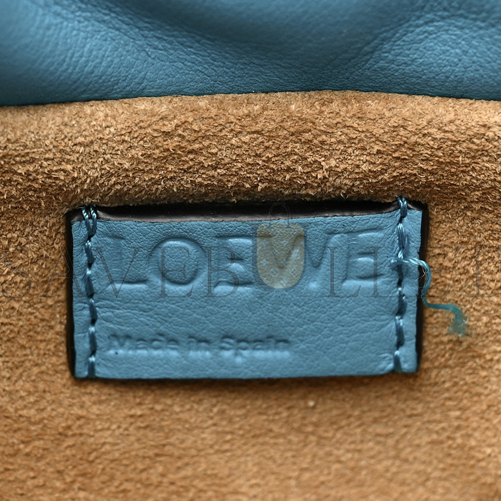 l*ew* calfskin mini flamenco knot bag cyan (22*18*7cm)