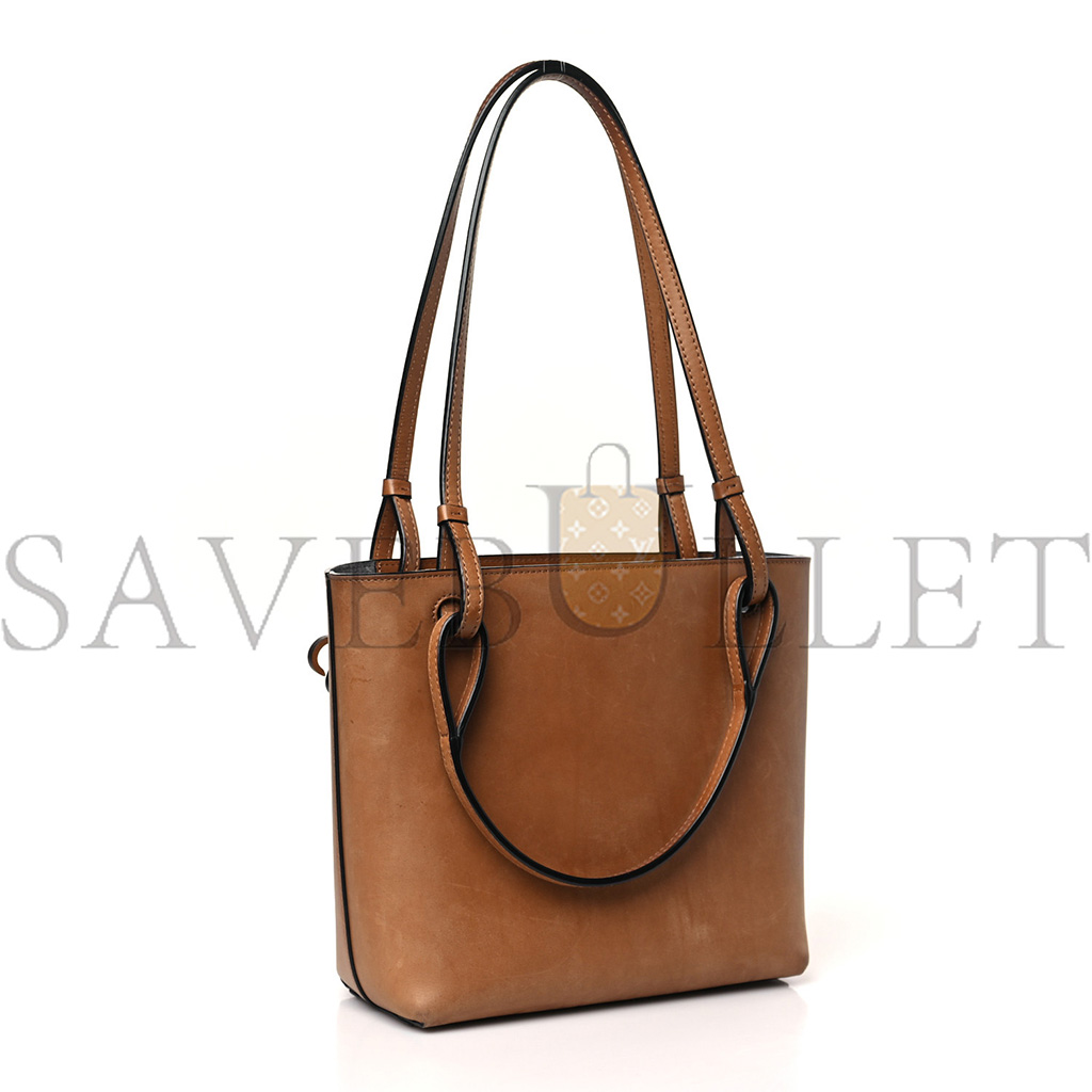 l*ew* calfskin double handle square tote camel capri blue (22*21*10cm)