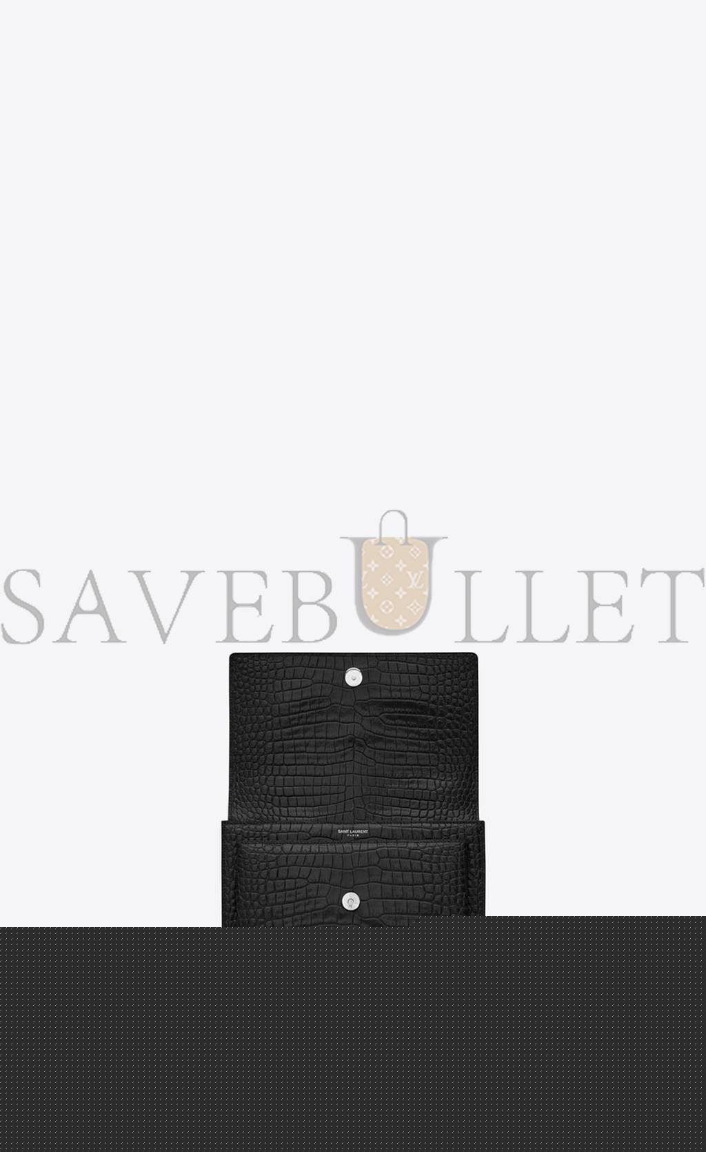 Y*L sunset medium chain gab in crocodile-embossed shiny leather 442906dnd0n1000 (22*16*6.5cm)