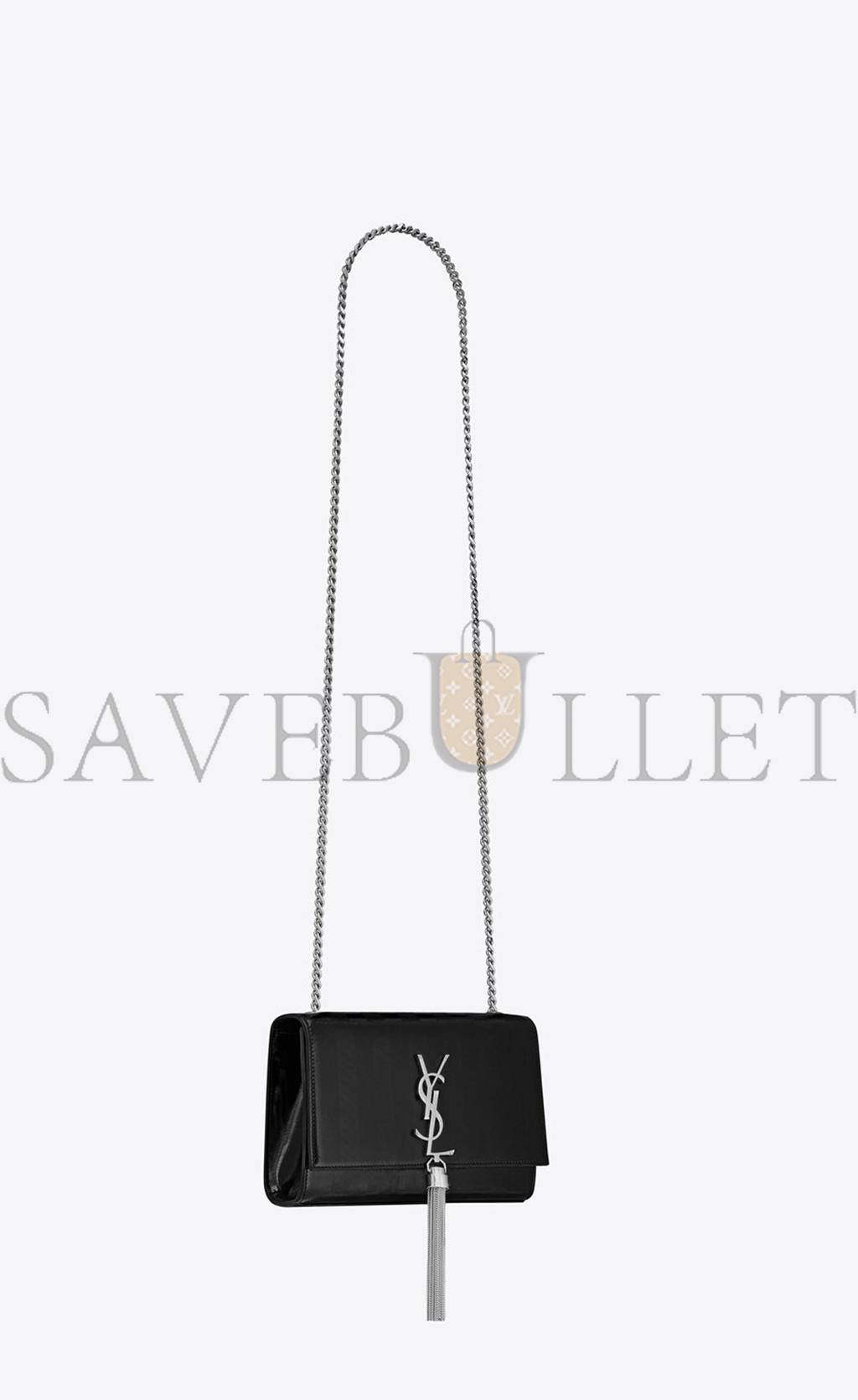 Y*L kate small chain bag with tassel in chevron patent leather 474366aaawi1000 (20*12.5*5cm)