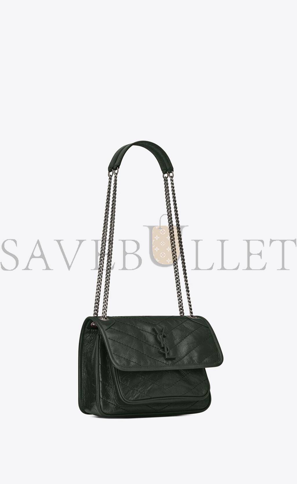 Y*L niki baby chain bag in crinkled vintage leather 5330370en043045 (21*16*7.5cm)