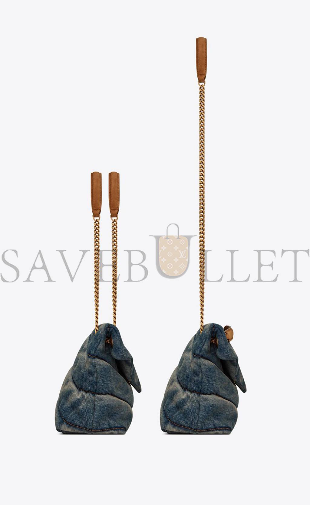 Y*L puffer small chain bag in quilted vintage denim and suede 5774762pt674575 (29*17*11cm)