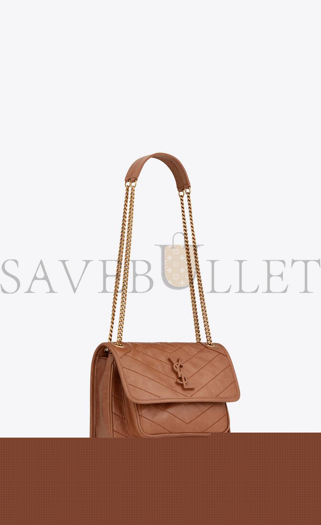 Y*L niki baby chain bag in crinkled vintage vegetable-tanned leather 6331601yg072522 (21*16*7.5cm)