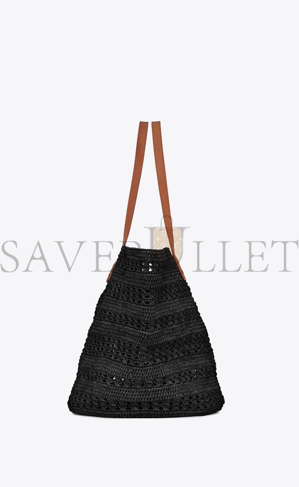 Y*L panier medium bag in crochet raffia and smooth leather 688221gaaac1062 (48*30*26cm)