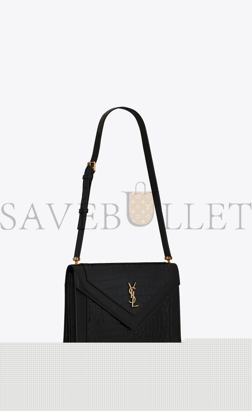 Y*L gaby satchel in crocodile-embossed lacquered leather and lambskin 695724dzeuw1000 (26*18*5cm)