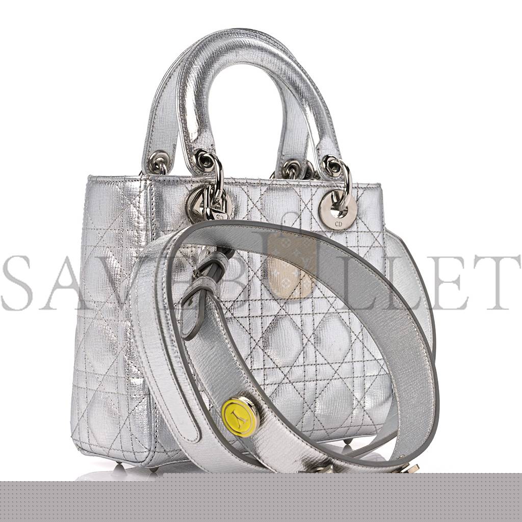 D*or metallic grained calfskin cannage small my lady D*or silver (20*18*8.3cm)