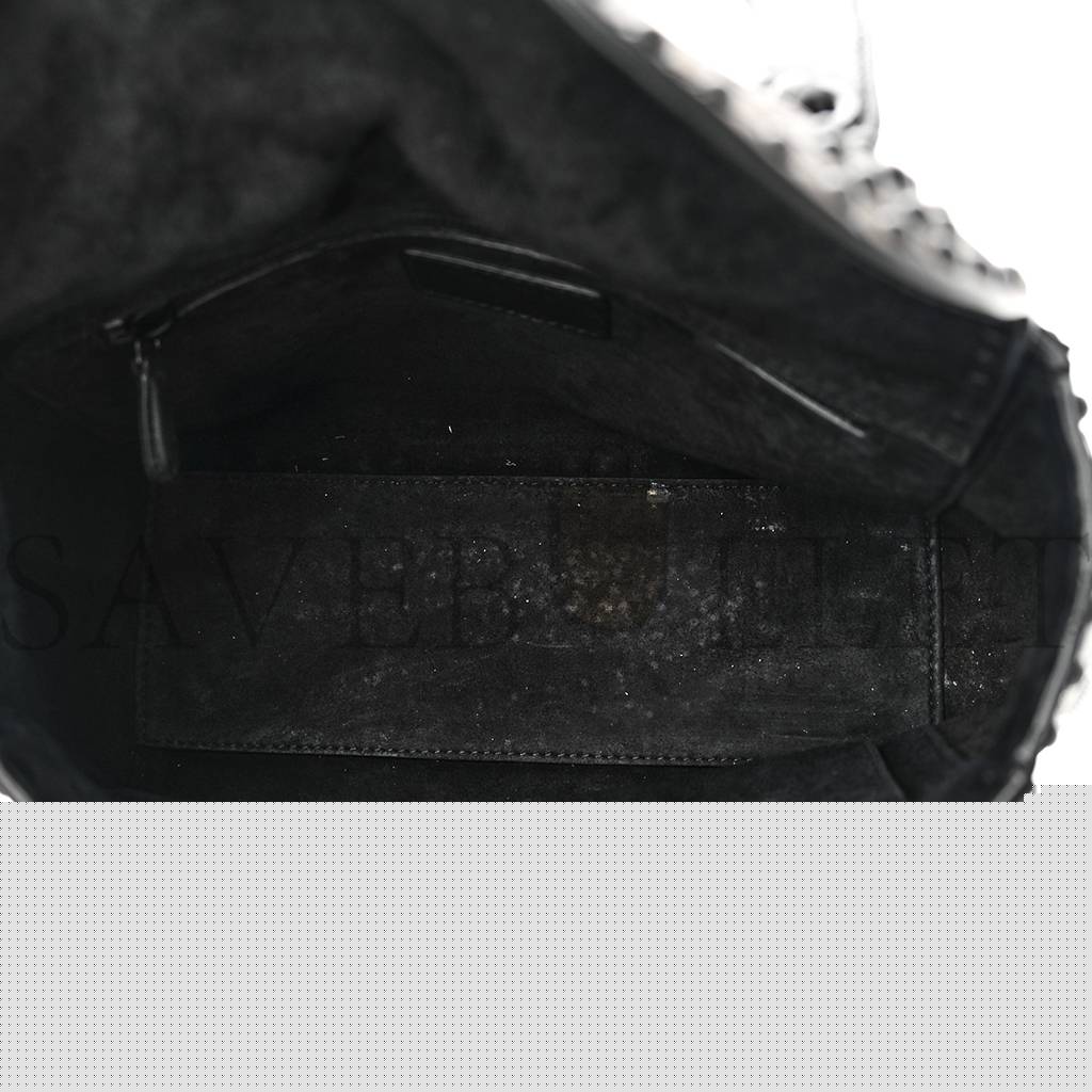 d*or calfskin cannage embossed studded medium S*pple lady d*or black (24*20*12.1cm)