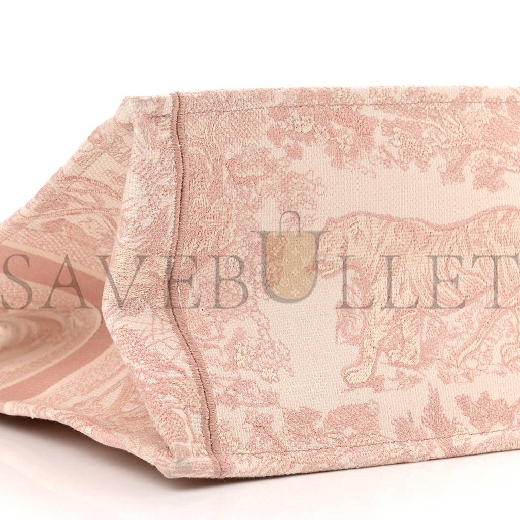 D*or canvas toile de jouy embroidered large book tote pink (42*35*10.2cm)