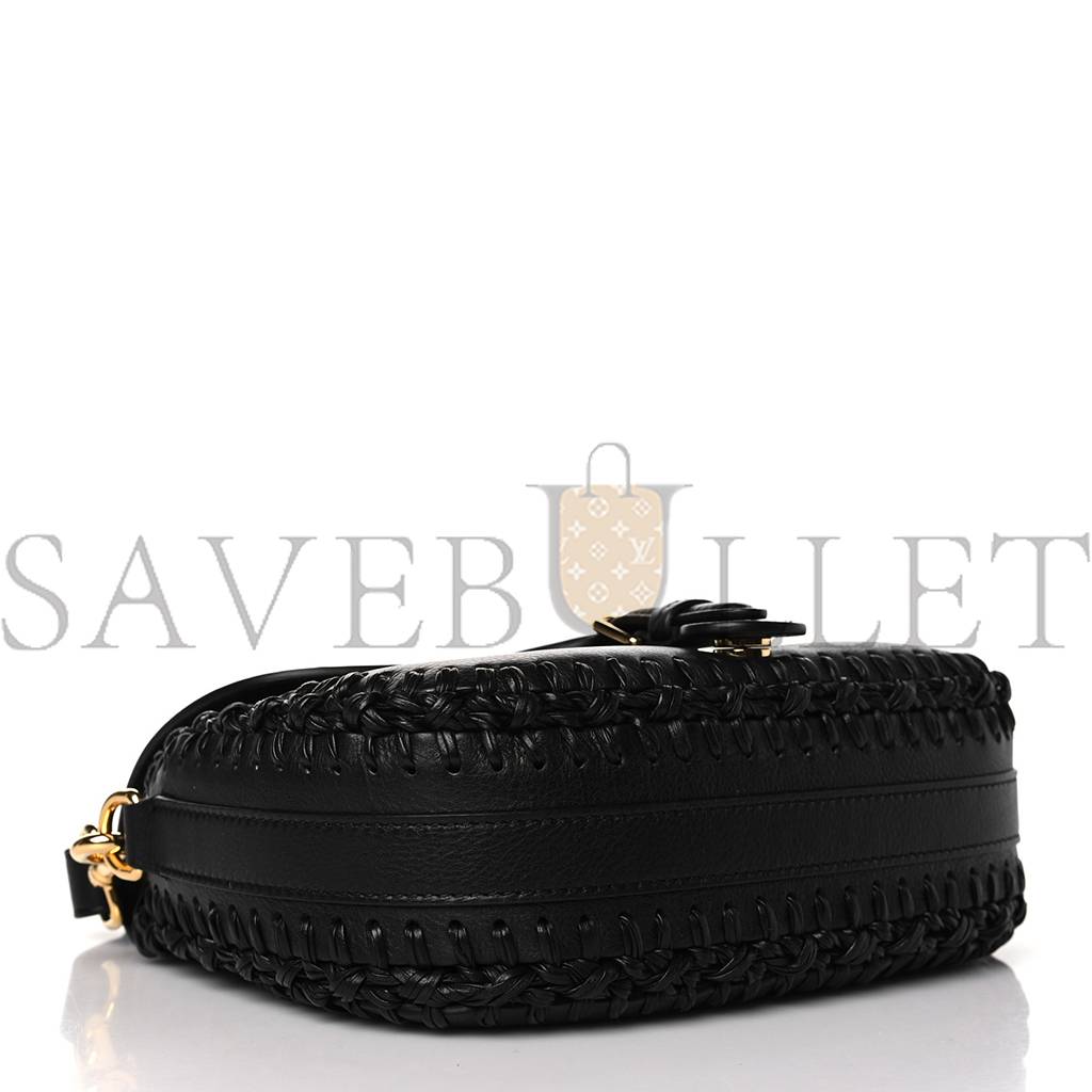 D*or grained calfskin medium whipstitched bobby bag black (21*18*5.7cm)