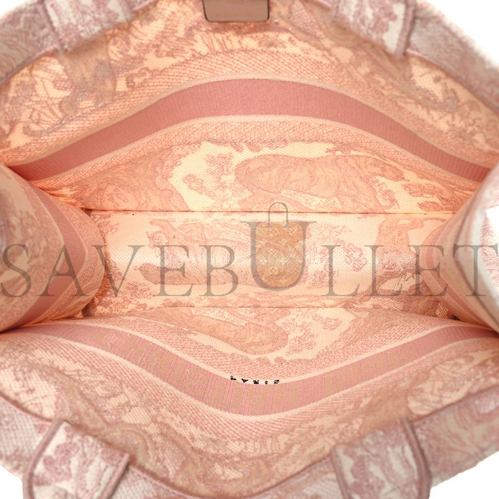 D*or canvas toile de jouy embroidered medium book tote pink (36*27*12.1cm)