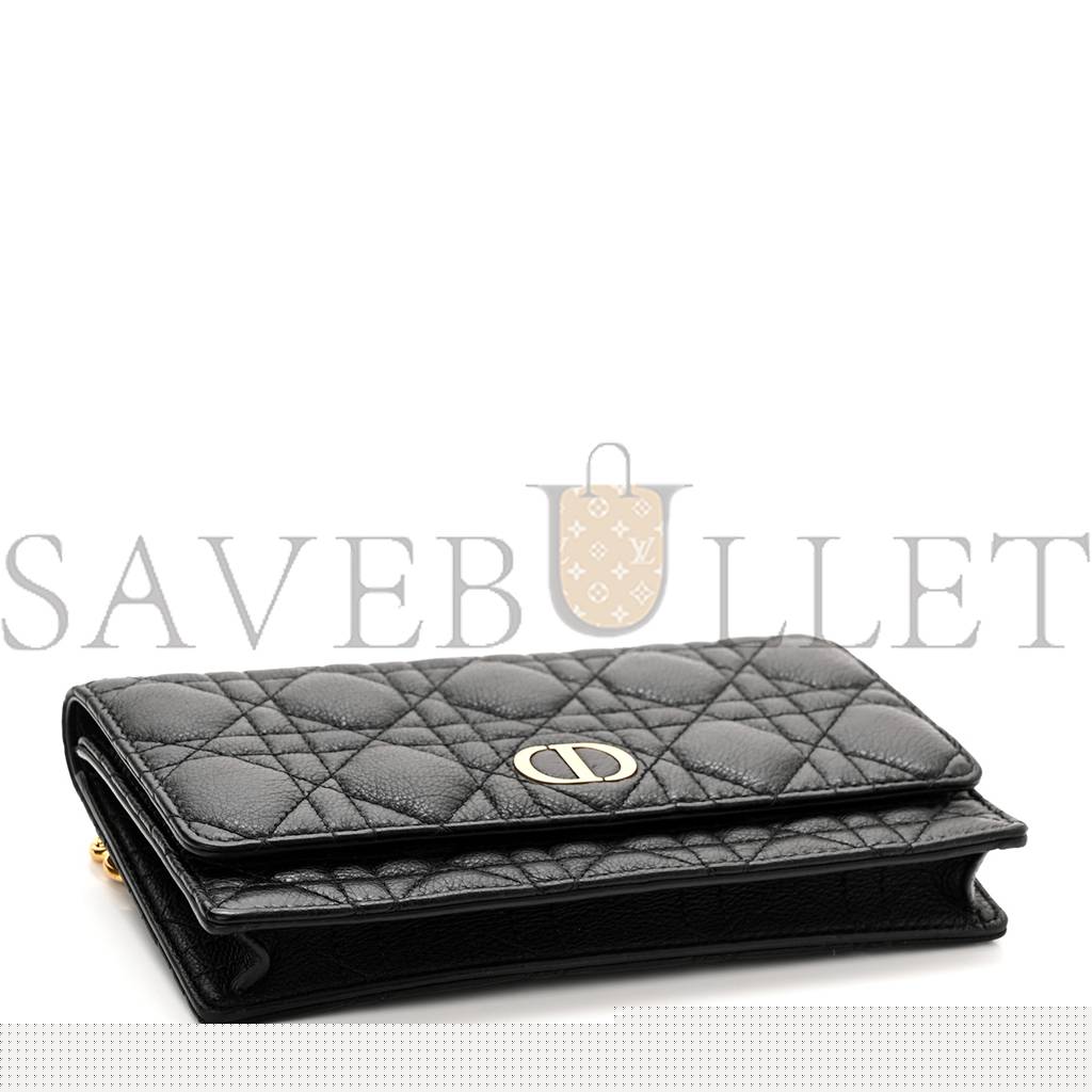 d*or S*pple calfskin cannage caro belt pouch with chain black (20*12*3.2cm)