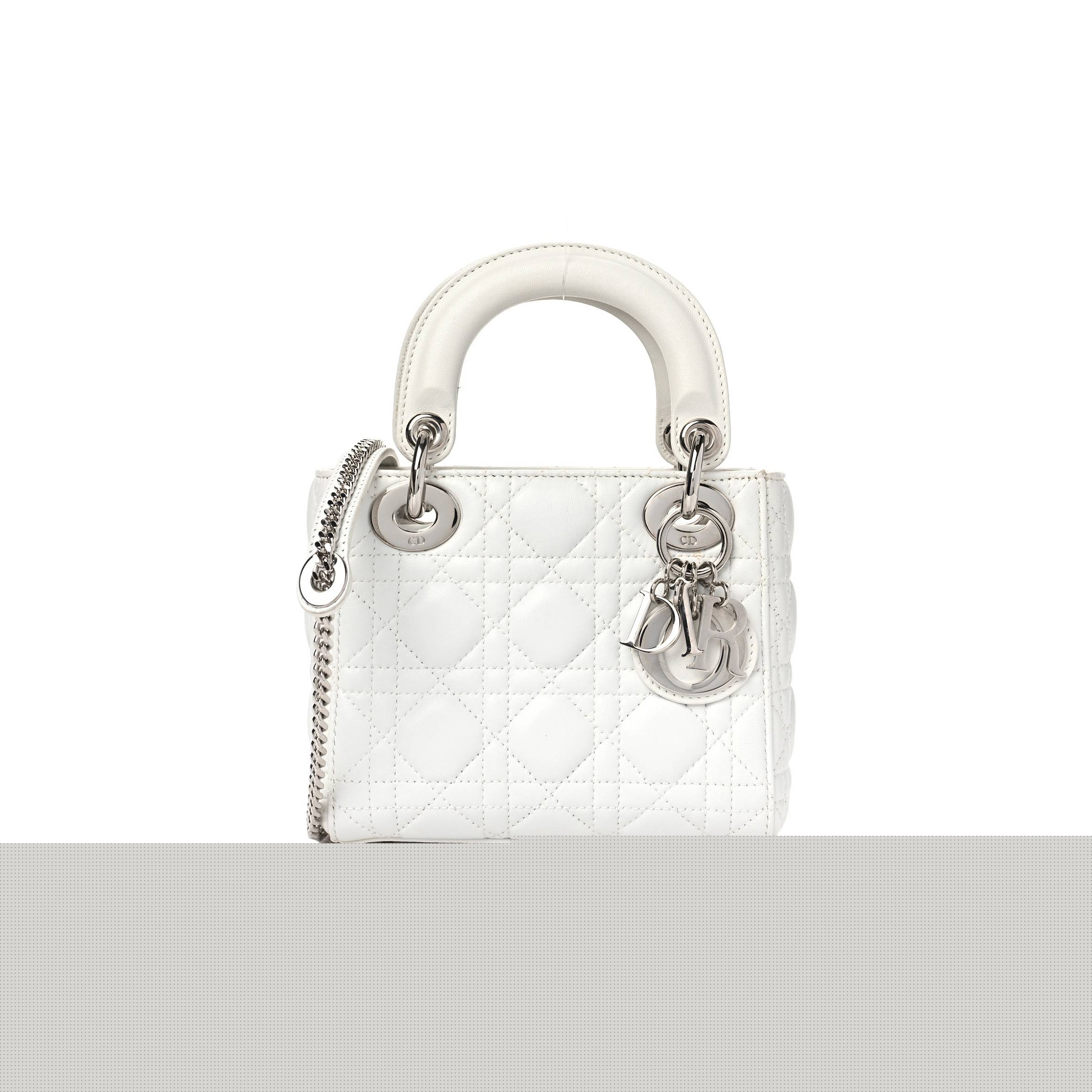 D*or lambskin cannage mini lady D*or white (17*15*7.6cm)