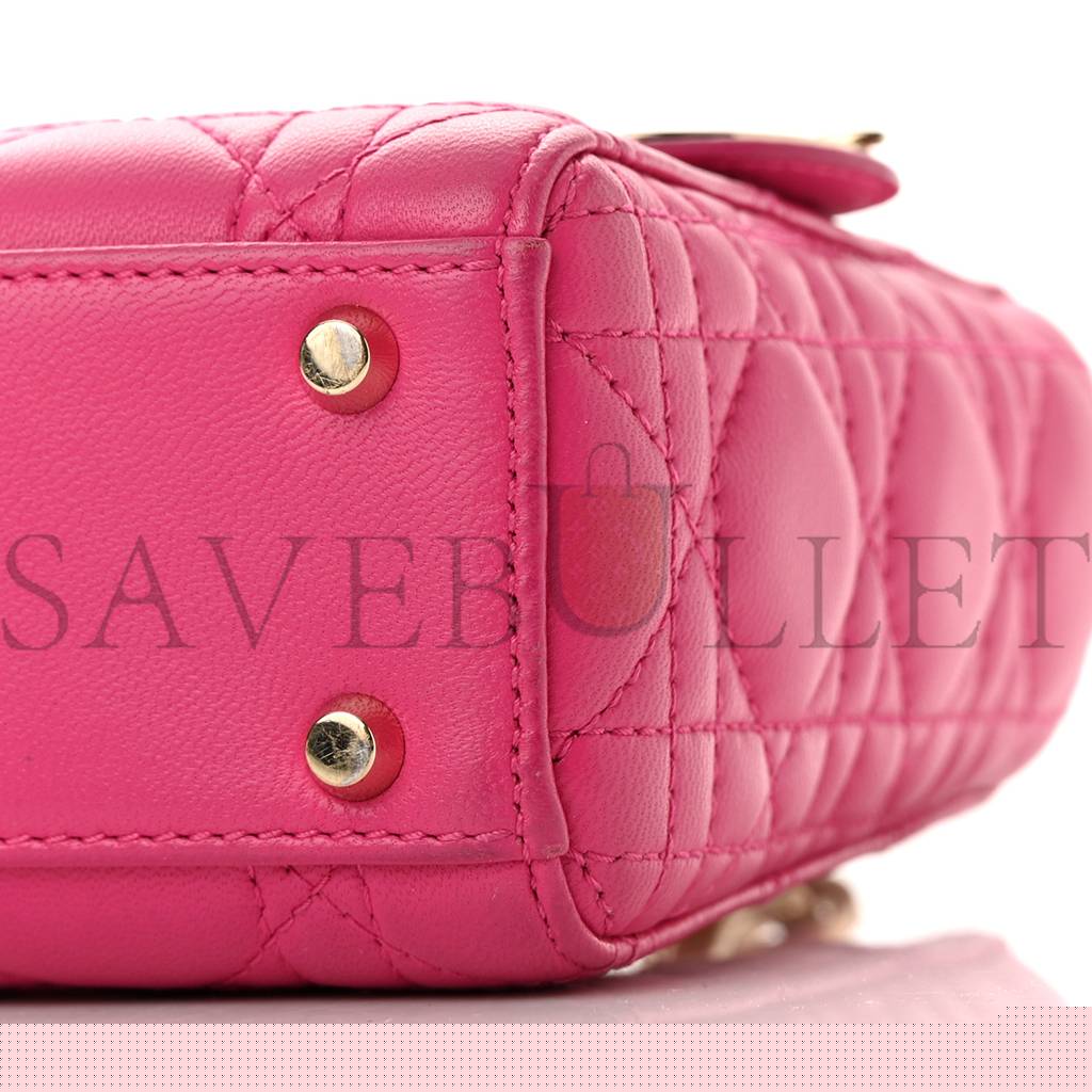 D*or lambskin cannage mini lady D*or fuchsia (17*15*7cm)