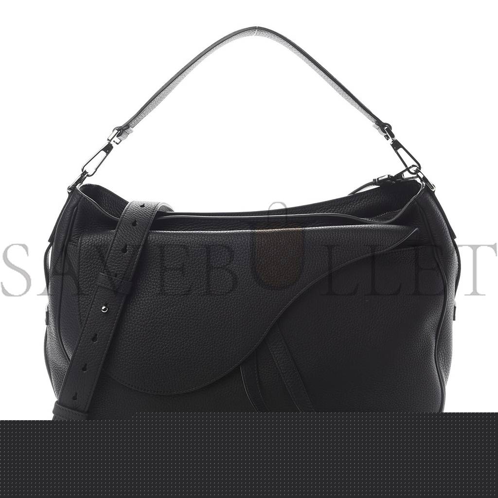 D*or grained calfskin saddle soft bag black (31*27*12.7cm)